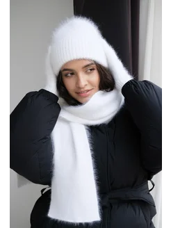 Шапка вязаная из ангоры пушистая Volokno 103474424 купить за 1 561 ₽ в интернет-магазине Wildberries