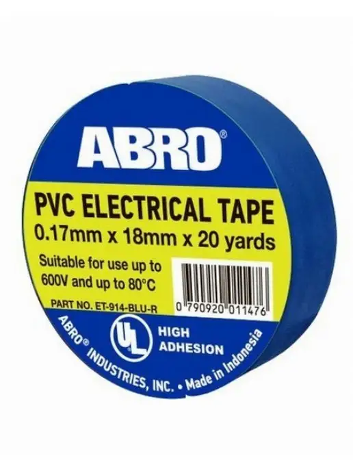 ABRO Изолента 19мм x 20м термостойкая синяя, 20 м