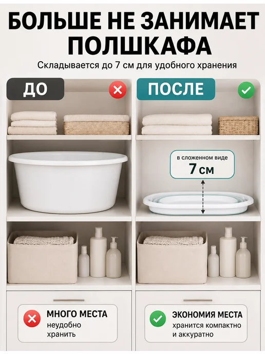 SABURG Таз складной овальный с ручками 17л, 25 л, фото 5