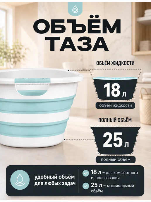 SABURG Таз складной овальный с ручками 17л, 25 л, фото 8
