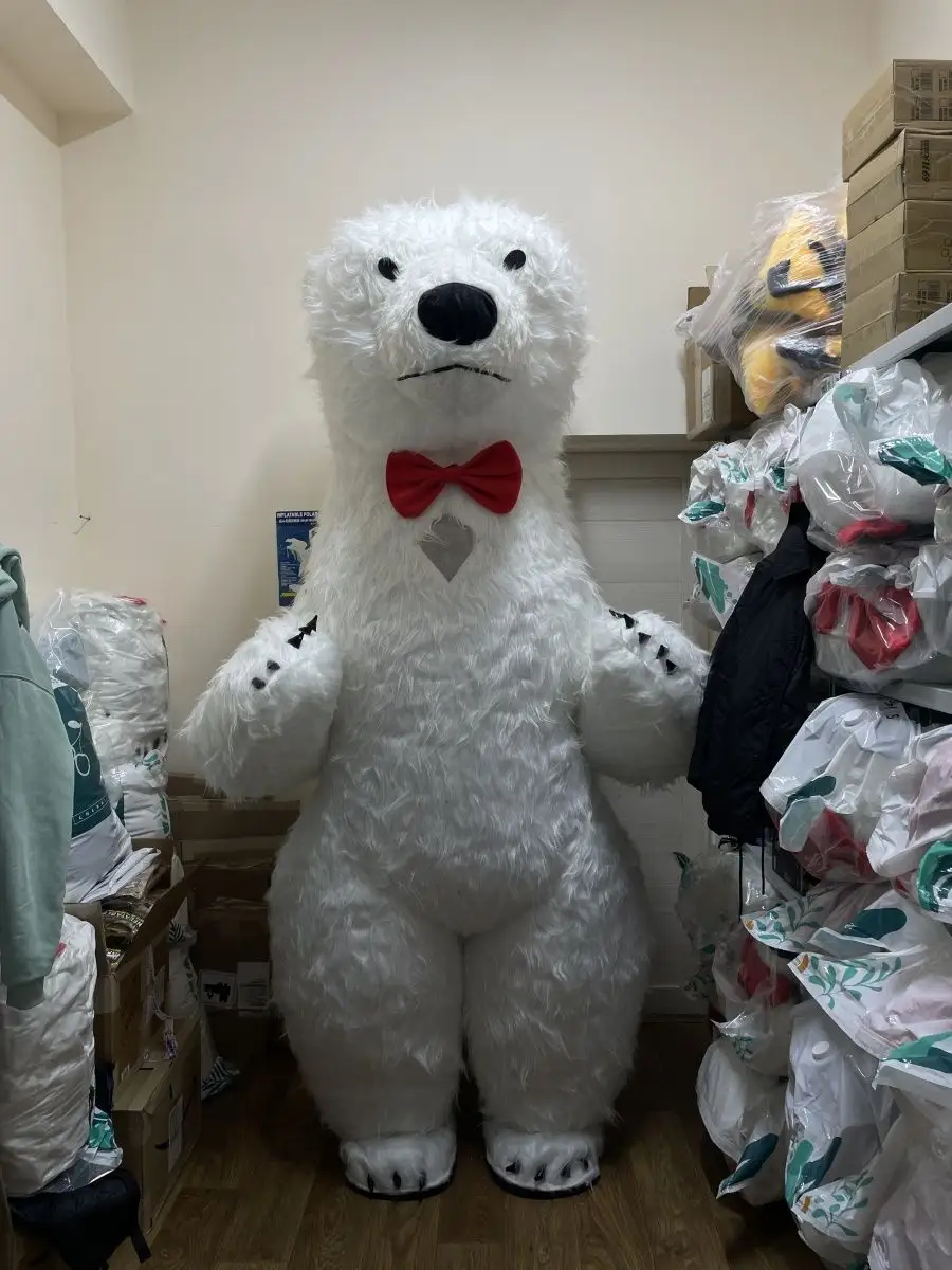 Взрослый карнавальный костюм Белый медведь, 50-52 размер фото