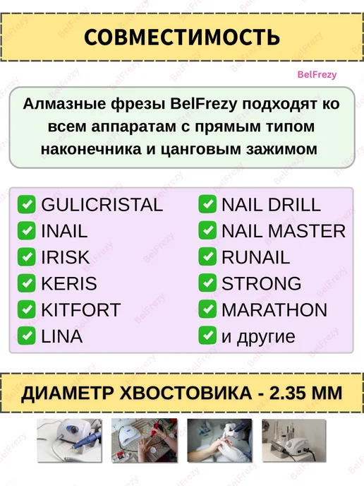 BelFrezy Фрезы для маникюра и педикюра капля, 5 шт, 5 шт, фото 5