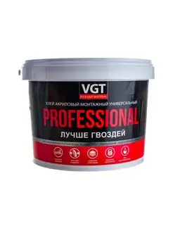 PROFESSIONAL клей монтажный, акриловый, белый (3кг) VGT 103603287 купить за 1 478 ₽ в интернет-магазине Wildberries