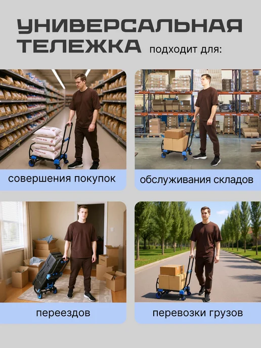СТЕЛЛА-ТЕХНИК Тележка-трансформер складная FW-90TP, г п 68 138 кг, 138 кг, фото 6