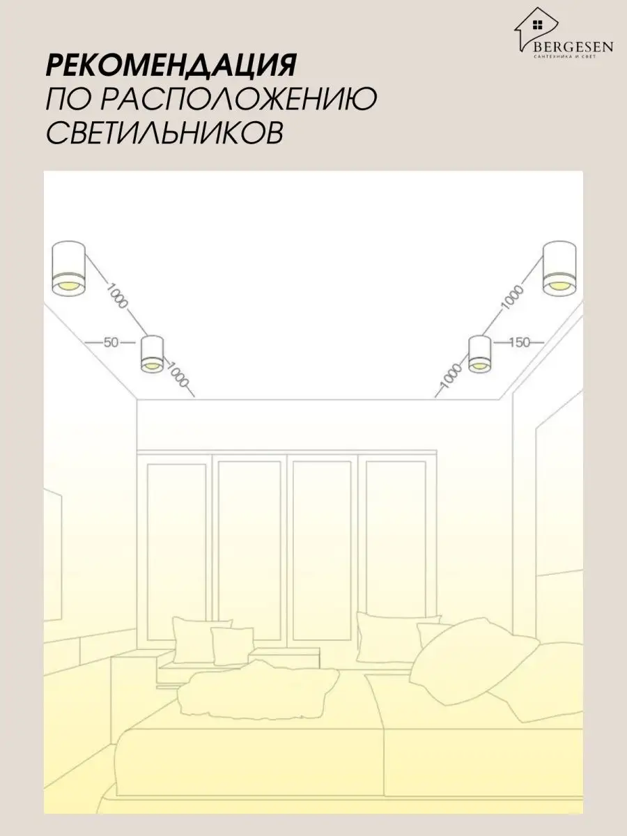 Точечный светильник накладной золотой потолочный ЛЕД Bergesen Home  103666162 купить в интернет-магазине Wildberries