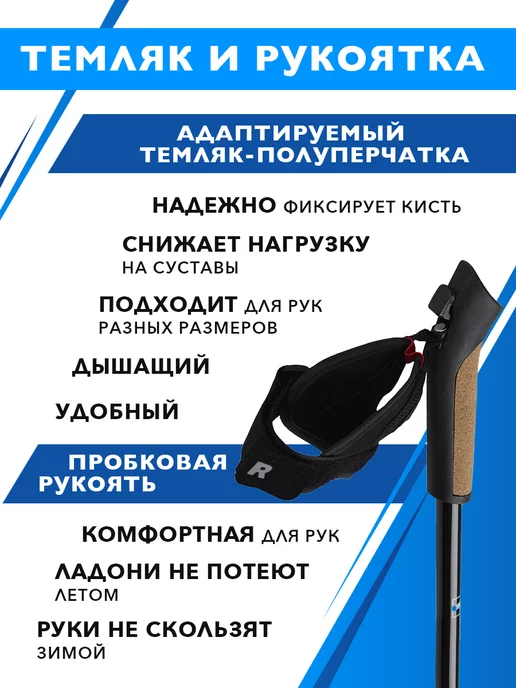 Finland Brand Палки для скандинавской ходьбы телескопические, карбон 60%, синий, фото 4