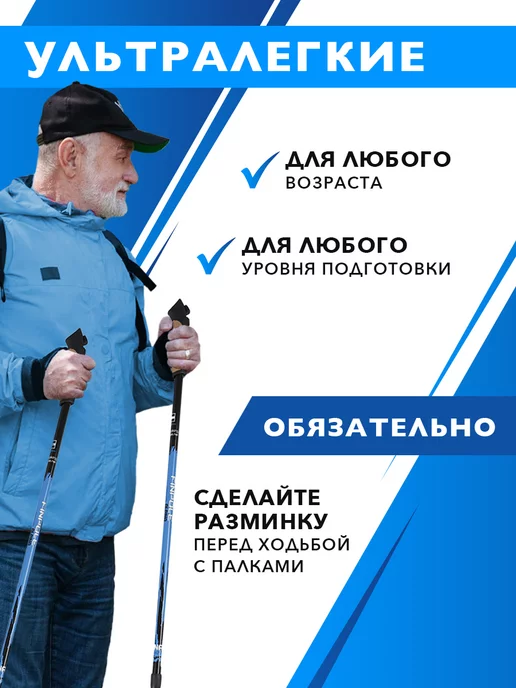 Finland Brand Палки для скандинавской ходьбы телескопические, карбон 60%, синий, фото 8