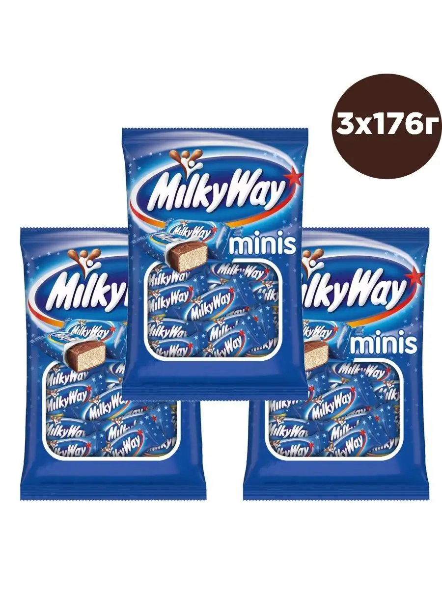 Milky Way Минис Шоколадные конфеты Суфле Пакет 176 грх3шт.