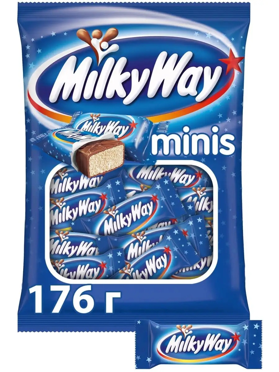 Минис Шоколадные конфеты Суфле Пакет 176 грх3шт. Milky Way 103754152 купить  за 686 ₽ в интернет-магазине Wildberries