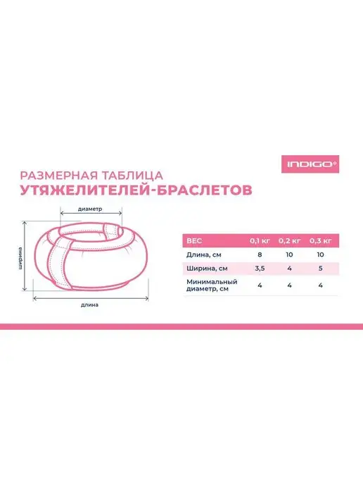 INDIGO Sport Утяжелители браслеты для рук и ног 0,2 кг ( 2 шт), 100 г, 2 шт, фото 3