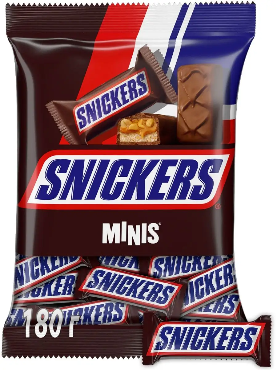 Snickers Конфеты Minis Молочный шоколад Арахис Пакет 180 гр*3шт