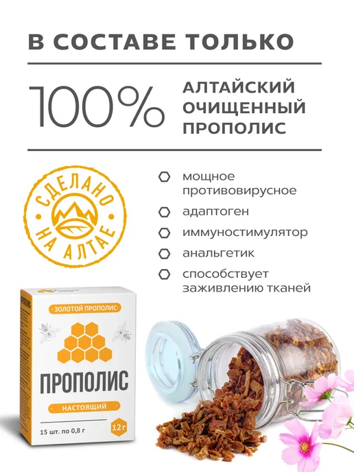АЛТАЙСКИЙ НЕКТАР Прополис натуральный в таблетках для иммунитета и здоровья, вариант, фото 3