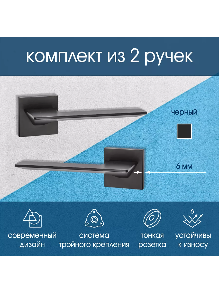 Ручка дверная межкомнатная, черная