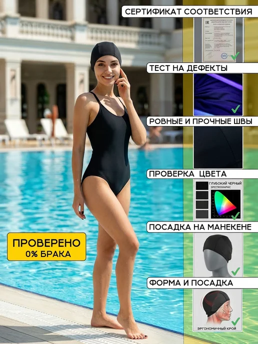 MSX Шапочка для бассейна тканевая UltraPOLYS, черный, фото 8