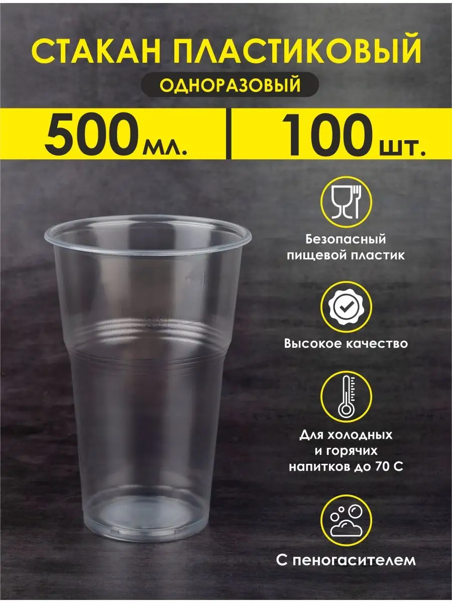 Одноразовый стакан пластиковый 500мл plastCup 104035101 купить за 399 ₽ в  интернет-магазине Wildberries