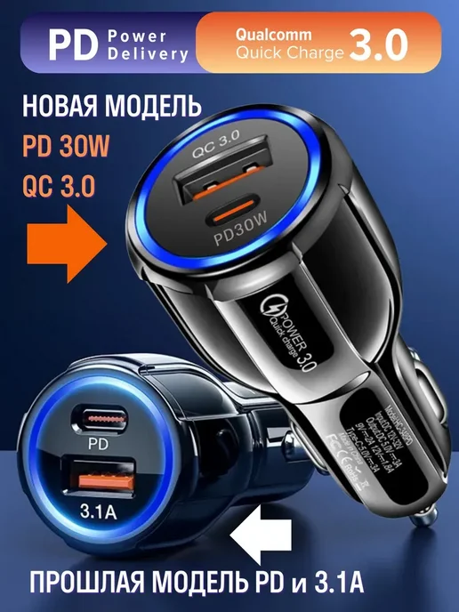 Coffeesoft Автомобильная быстрая зарядка для телефона в прикуриватель, вариант, фото 3