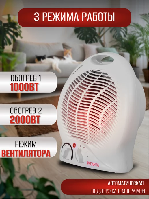 РЕСАНТА Тепловентилятор 2 кВт, белый, фото 4