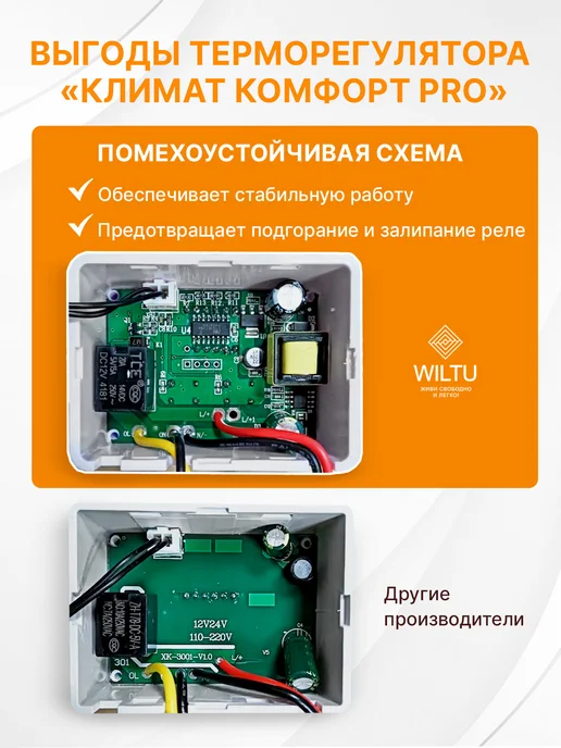 Wiltu Терморегулятор КлиматКомфорт Pro с датчиком температуры, красный, фото 3