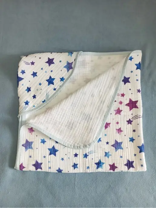 VERTA baby Полотенце детское с капюшоном муслиновое, синий, фото 6