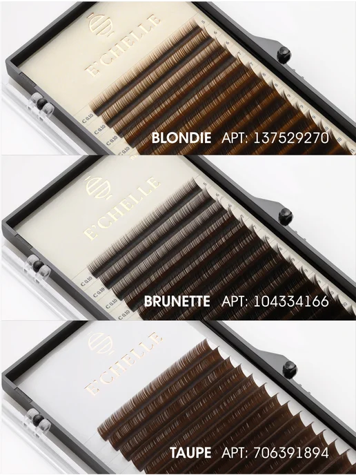 E'CHELLE Ресницы для наращивания микс L 0.07 5-12 мм Brunette, вариант, фото 6
