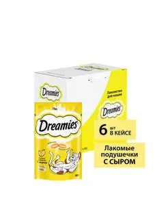 Лакомство для кошек, подушечки, сыр 6х60гр Dreamies 104337176 купить за 407 ₽ в интернет-магазине Wildberries