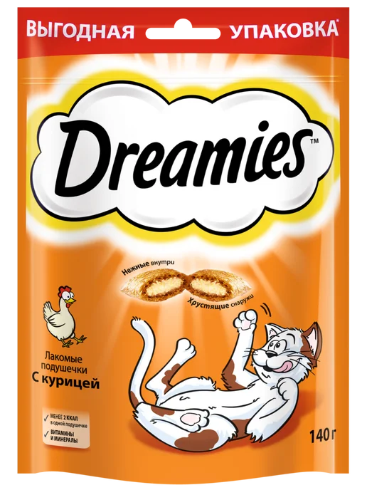 DREAMIES Лакомство для кошек, подушечки с сыром 12х140 гр, 140 г, фото 2