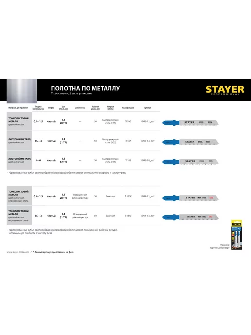 Stayer полотна для лобзика по металлу, вариант, фото 4