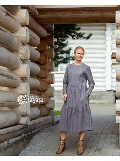 Платье "Марина" из теплого хлопка СветЗахара 104539990 купить за 7 585 ₽ в интернет-магазине Wildberries