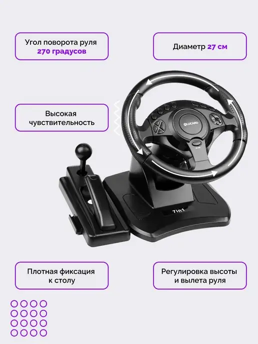 DEX Игровой руль с педалями и ручником, синий, фото 2