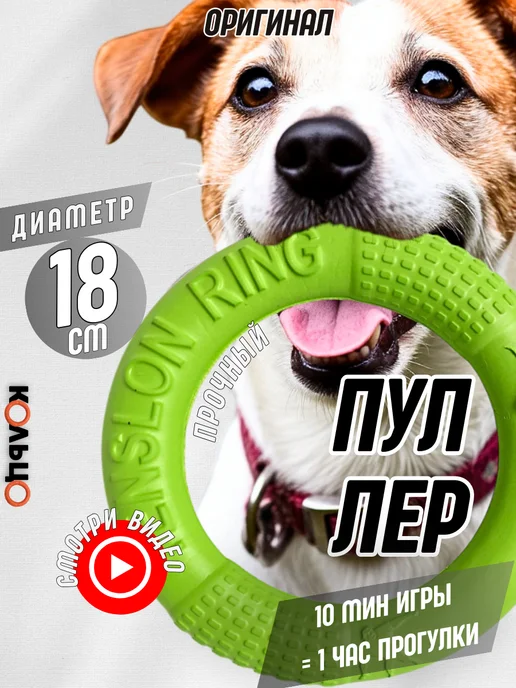 PETSTEP Кольцо пуллер для собак прочное (как фрисби) 18 см, зеленый