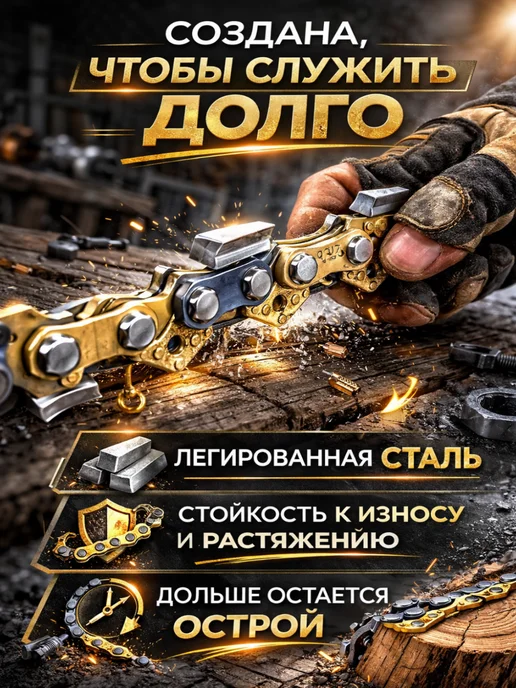 GaminGo Цепь пильная для пилы 45 звеньев шины 12 дюймов, желтый, фото 3
