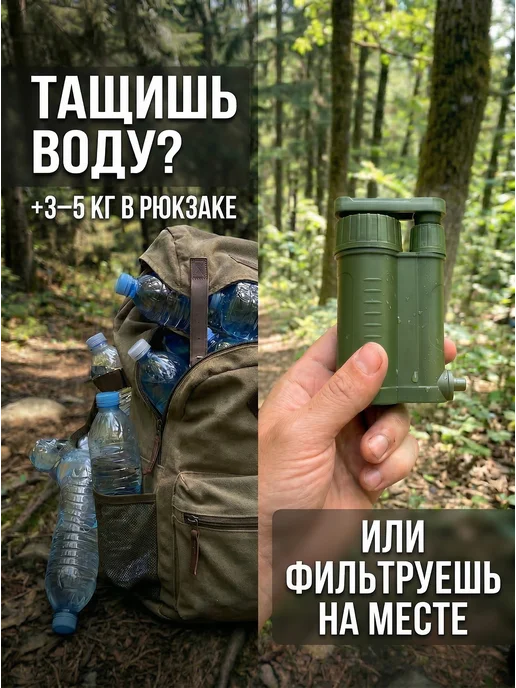 Sventovit Походный туристический фильтр для воды, очистка из реки, зеленый, фото 2