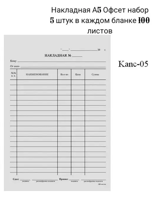 Kanc-05 Бланк бухгалтерский офсет 500 листов, вариант
