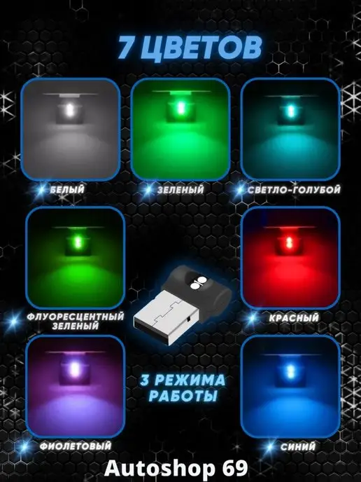 Autoshop 69 USB подсветка в машину для автомобиля в салон авто, вариант, фото 5