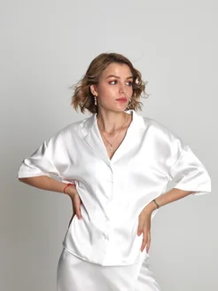 Блуза из атласа с коротким рукавом GORMASH 104871227 купить за 1 157 ₽ в интернет‑магазине Wildberries
