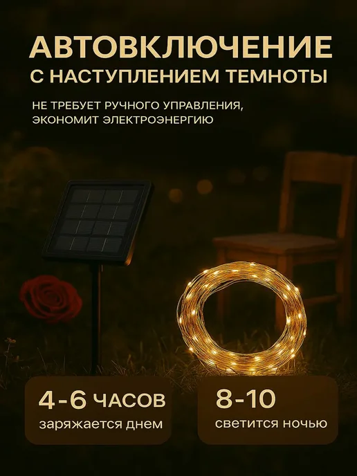 BestGarlands Гирлянда уличная Роса на солнечной батарее 50 метров, 50 м, фото 4