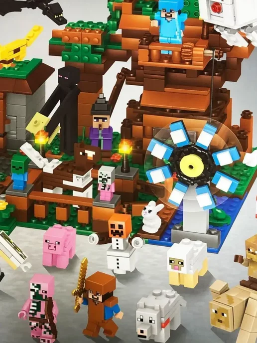 LEGO Конструктор Minecraft Майнкрафт Дом компания Стива Все Герои, синий, фото 6