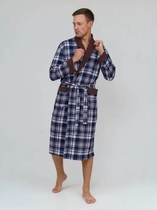 GRAND-TEXTILE.RU ГРАНД-ТЕКСТИЛЬ Халат домашний легкий хлопок, синий, фото 3