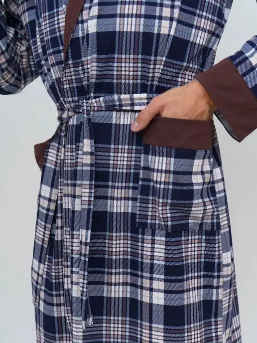 GRAND-TEXTILE.RU ГРАНД-ТЕКСТИЛЬ Халат домашний легкий хлопок, синий, фото 4