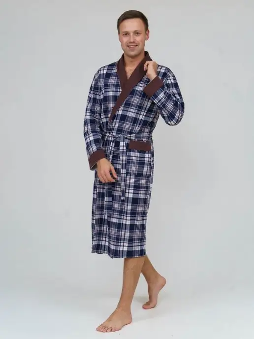 GRAND-TEXTILE.RU ГРАНД-ТЕКСТИЛЬ Халат домашний легкий хлопок, синий, фото 6