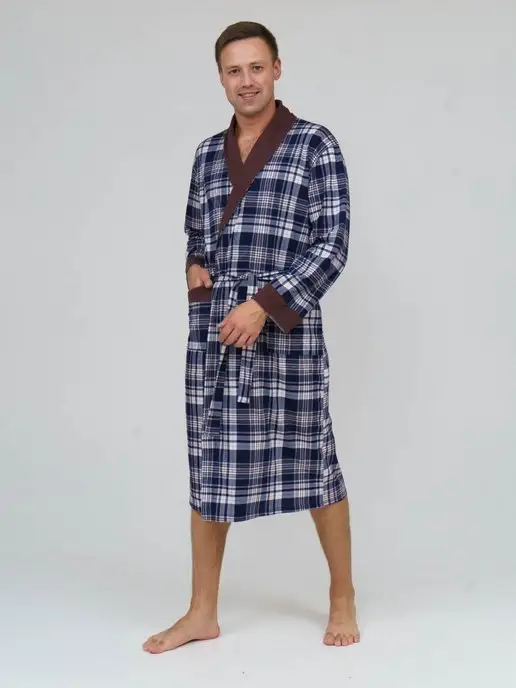 GRAND-TEXTILE.RU ГРАНД-ТЕКСТИЛЬ Халат домашний легкий хлопок, синий, фото 7