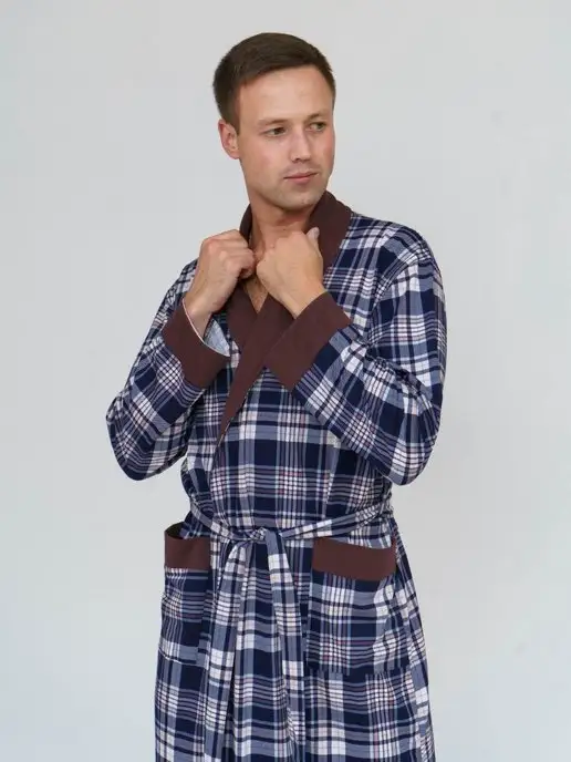 GRAND-TEXTILE.RU ГРАНД-ТЕКСТИЛЬ Халат домашний легкий хлопок, синий, фото 8