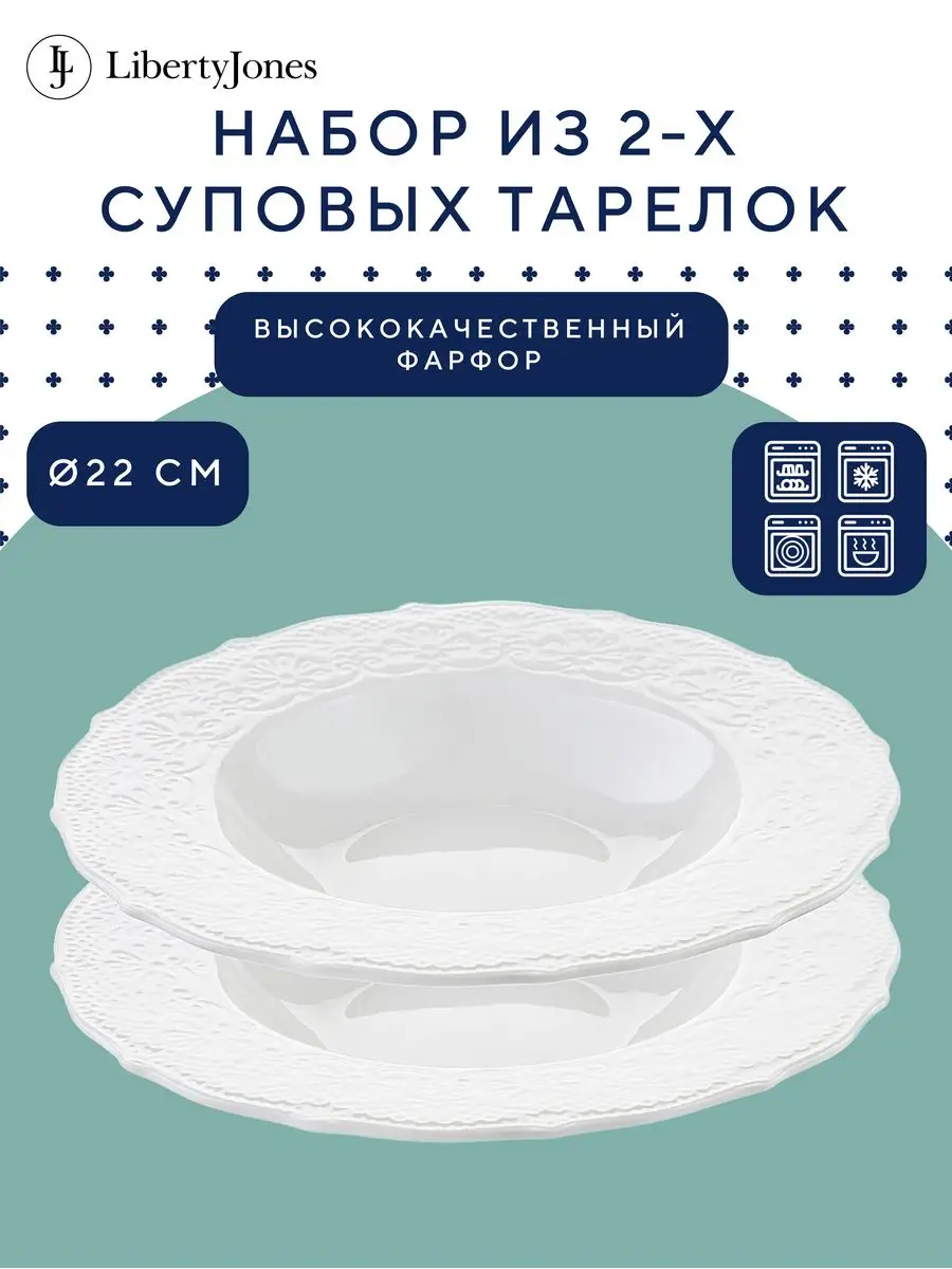 Тарелка фарфоровая 22 см...