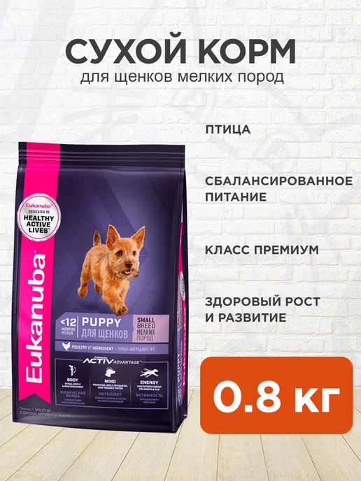 Сухой корм Eukanuba Маленьких для собак, щенки, 0,8 кг