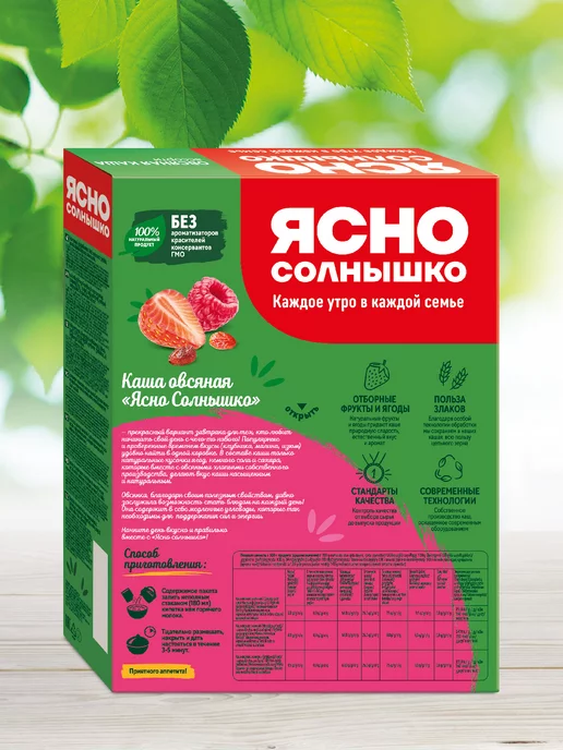 Ясно солнышко Каша овсяная клубника малина изюм веган 270 г, 270 г, фото 4