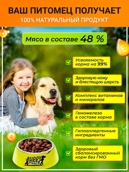 Сухой корм BUDDY DINNER для собак, говядина, 20 кг, фото 2
