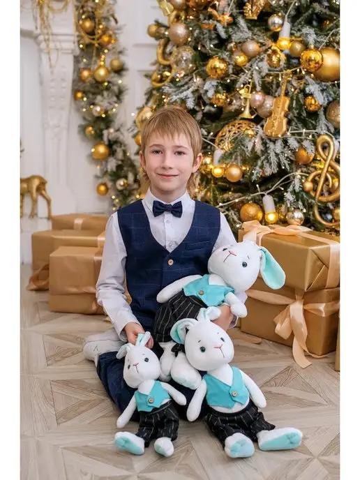Maxitoys Luxury Мягкая игрушка зайчик, голубой, фото 2