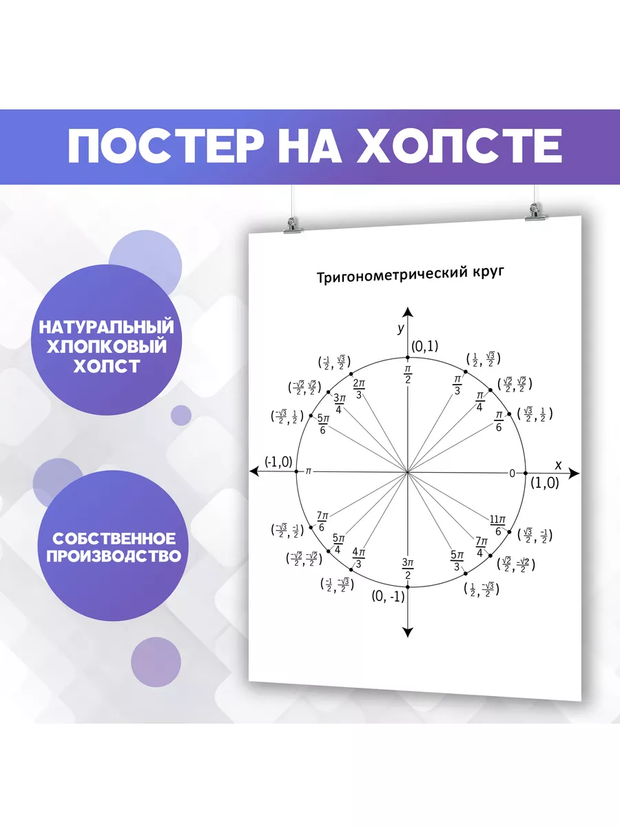 Постер Тригонометрический круг Математика для школы 40х60 см PosterNak  105235329 купить за 888 ₽ в интернет-магазине Wildberries