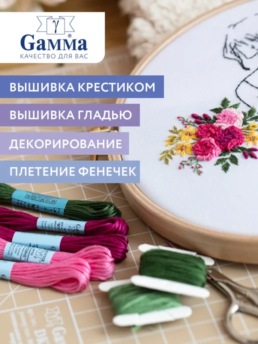 GAMMA Набор ниток мулине Ученический, 9 мотков, вариант, фото 4