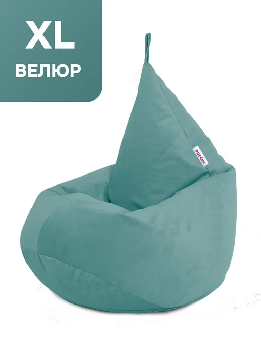 PUFON Кресло-мешок Груша XL МИКРОВЕЛЮР, зеленый